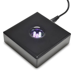 5 LED Square Black Lacquer Color Changing Stand Base for Crystal/Art Glass AC/USB Powered