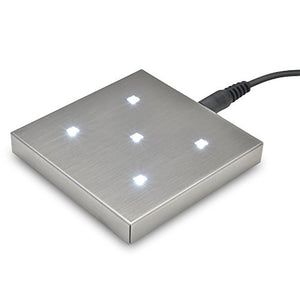 5 LED Elegant Stainless Steel White Light Stand Base Crystals/Glass Art