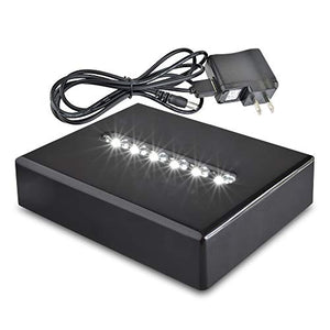 Asente 6 LED Black Lacquer White Light Stand Base for Crystals AC/USB Powered