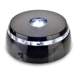 4 LED Round White Light Stand Base for Crystals/Glass Art - Perfect for Trade Shows & Events