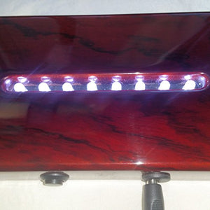 Large Cherry Wood-Look 8 LED White Light Stand Base for Crystals/Glass AC Powered